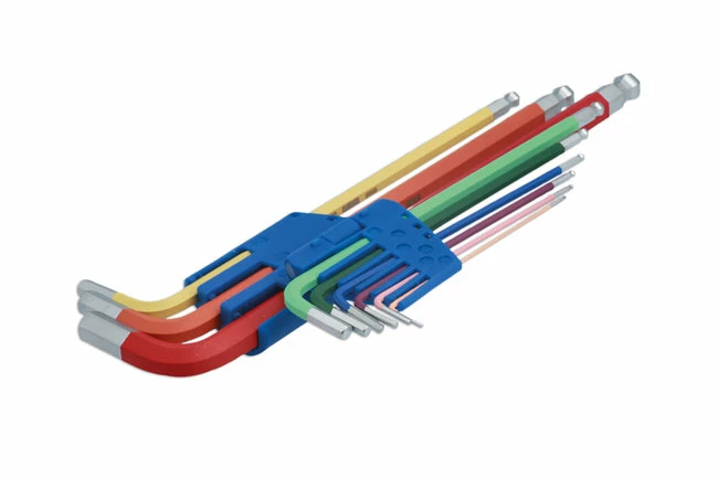Colour Coded Hex Key Set – Ball End 9pc 3 Colour Coded Hex Key Set – Ball End 9pc
